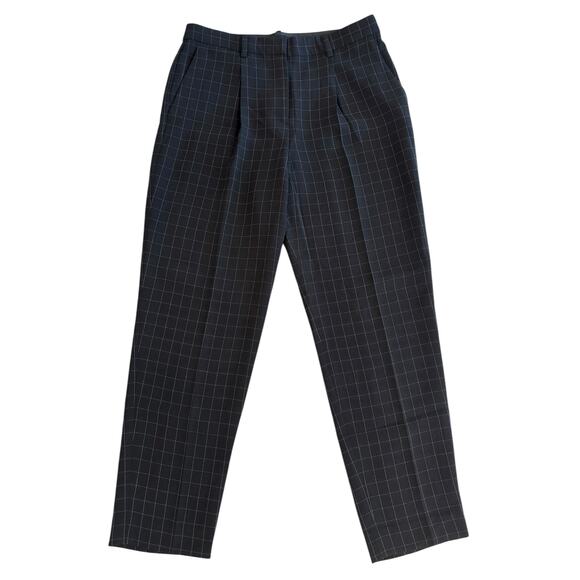 THEORY TRECCA CHECKERED BLACK WHITE CROPPED SLIM TROUSERS PANTS SIZE 0 - Picture 1 of 7